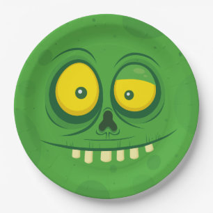 Halloween-Niedlich-Grüne-Monster-Fan Pappteller