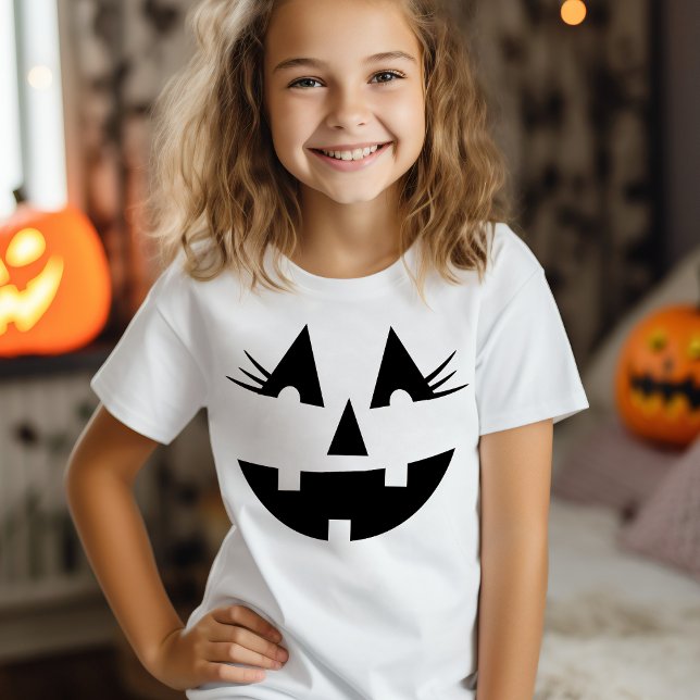 Halloween Niedlich Happy Jack-O-Lantern Girly Face T-Shirt (Cute Halloween Happy Jack-O-Lantern Girly Face T-Shirt)
