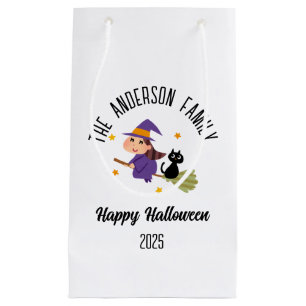 Halloween Niedlich Hexe auf einem Personalisierten Kleine Geschenktüte