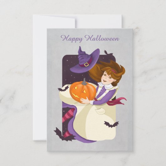 Halloween Niedlich Hexe mit Pumpkin (Vorderseite)