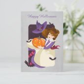 Halloween Niedlich Hexe mit Pumpkin (Stehend Vorderseite)