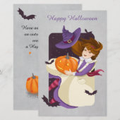 Halloween Niedlich Hexe mit Pumpkin Briefpapier (Vorne/Hinten)