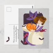 Halloween Niedlich Hexe mit Pumpkin Postkarte (Vorne/Hinten)