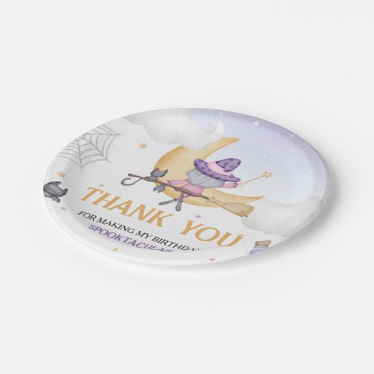 Halloween Niedlich Hexengeburt Pappteller (Schrägansicht)