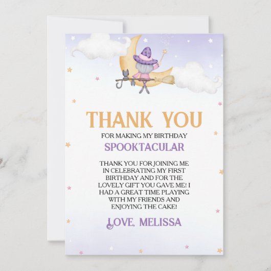 Halloween Niedlich Hexengeburt Party Dankeschön Ka Einladung (Vorderseite)