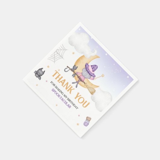 Halloween Niedlich Hexengeburt Serviette (Ecke)