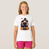 Halloween Niedlich Hexenkürbis Bats & Hexenhaus T-Shirt (Vorne ganz)