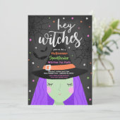 Halloween Niedlich Hey Hexen Halloween Tea Party Einladung (Stehend Vorderseite)