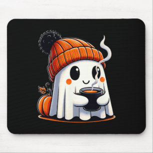 Halloween Niedlich Kawaii Ghost Drink Coffee Women Mousepad