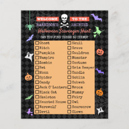 Halloween Niedlich Kids Scavenger Jagdliste Flyer