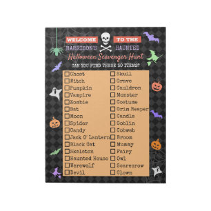Halloween Niedlich Kids Scavenger Jagdliste Notizblock