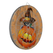 Halloween Niedlich Kitty Hexe und Kürbisfreund Dartscheibe (Vorderseite Links)