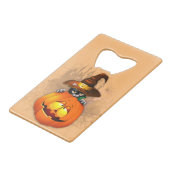 Halloween Niedlich Kitty Hexe und Kürbisfreund Geldbeutel Flaschenöffner (Rückseite Schrägansicht)