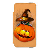 Halloween Niedlich Kitty Hexe und Kürbisfreund Incipio iPhone Geldbeutel-Hülle (Folio Vorderseite)