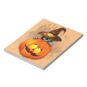 Halloween Niedlich Kitty Hexe und Kürbisfreund Notizblock (Rotiert)
