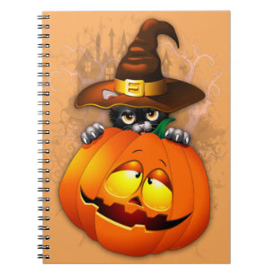 Halloween Niedlich Kitty Hexe und Kürbisfreund Notizblock