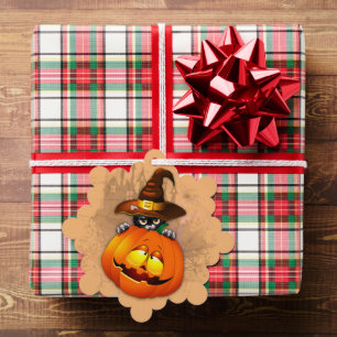 Halloween Niedlich Kitty Hexe und Kürbisfreund Ornament Karte