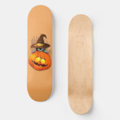 Halloween Niedlich Kitty Hexe und Kürbisfreund Skateboard (Vorderseite)