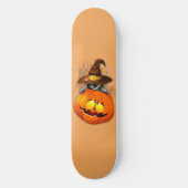 Halloween Niedlich Kitty Hexe und Kürbisfreund Skateboard (Vorderseite)