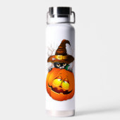 Halloween Niedlich Kitty Hexe und Kürbisfreund Trinkflasche (Rückseite)