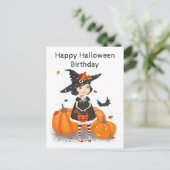 Halloween Niedlich Little Hexe Postkarte (Stehend Vorderseite)