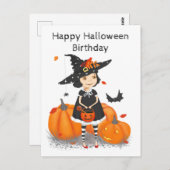 Halloween Niedlich Little Hexe Postkarte (Vorne/Hinten)
