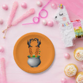 Halloween niedlich lustige Hexe schwarz und orange Pappteller (Party)