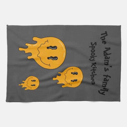 Halloween Niedlich Orange-☜ Geschirrtuch (Horizontal)