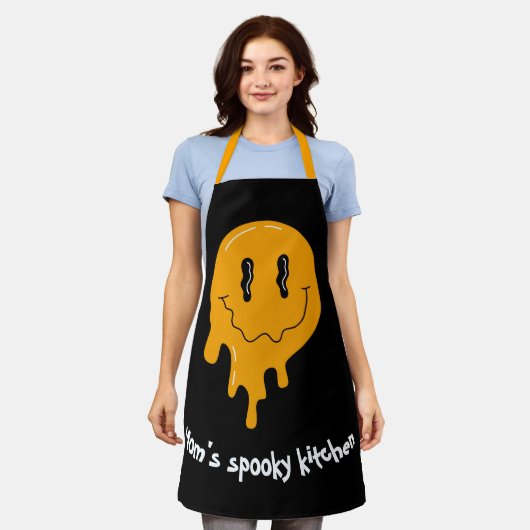 Halloween Niedlich Orange Ghost ☜ Custom Schürze (Getragen)