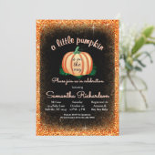 Halloween Niedlich Orange Little Pumpkin Baby Dusc Einladung (Stehend Vorderseite)