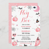 Halloween Niedlich Pink Ghost Geburtstag Spooktacu Einladung (Vorne/Hinten)