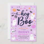 Halloween Niedlich Pink Ghost Geburtstag Spooktacu Einladung (Vorderseite)