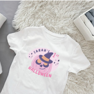 Halloween Niedlich Pink & Lila Kürbishut Baby T-shirt