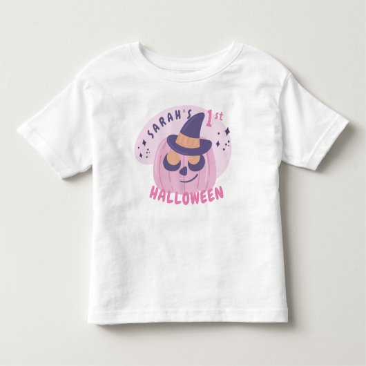 Halloween Niedlich Pink & Lila Kürbishut Kleinkind T-shirt (Vorderseite)