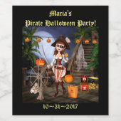 Halloween Niedlich Pirate Girl Wine Label Weinetikett (Einzelnes Label)