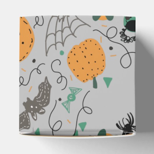 Halloween Niedlich Pumpkin Bat Doodle Pattern Grau Geschenkschachtel (Oben)