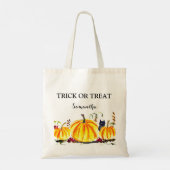 Halloween Niedlich Pumpkin Black Cat Modern Tragetasche (Rückseite)