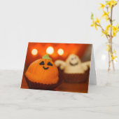 Halloween Niedlich Pumpkin Ghost Cupcake Karte (Gelbe Blume)