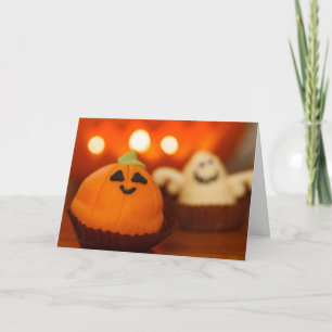Halloween Niedlich Pumpkin Ghost Cupcake Karte