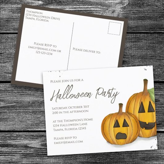 Halloween Niedlich Pumpkins Jack O'lanterns Budget Postkarte