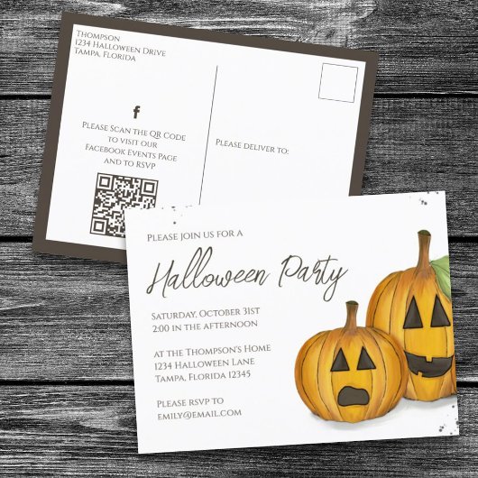 Halloween Niedlich Pumpkins Jack Simple Social Med Postkarte