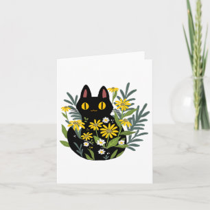 Halloween Niedlich Retro Black Cat Blume fallen Ko Karte