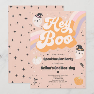 Halloween Niedlich Retro Spooky Ghost Geburtstagsp Einladung