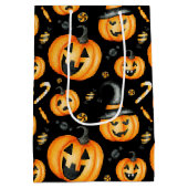 Halloween Niedlich Schwarz Orange Jack-o-Lantern C Mittlere Geschenktüte (Rückseite)