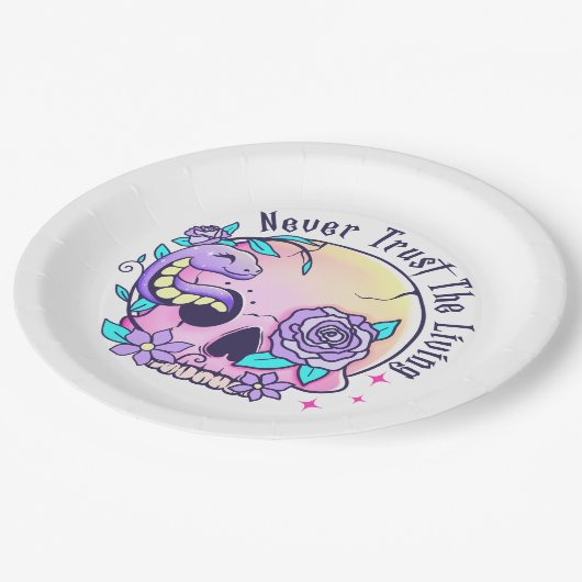 Halloween Niedlich Skull Pappteller (Schrägansicht)