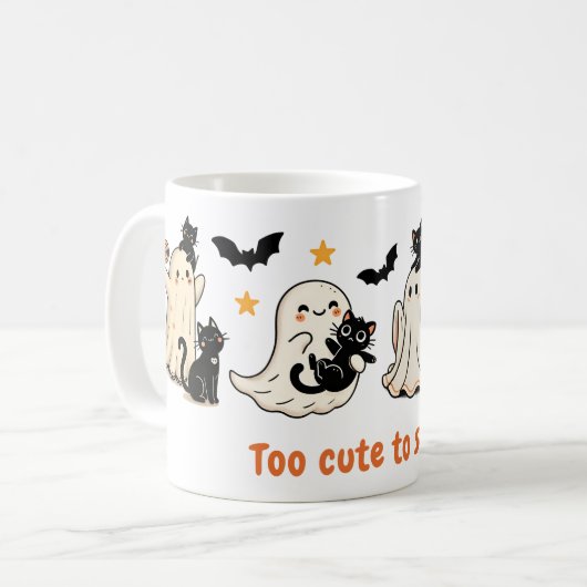 Halloween Niedlich Spooky Ghost Cat - Fall Geschen Kaffeetasse (Vorderseite Links)