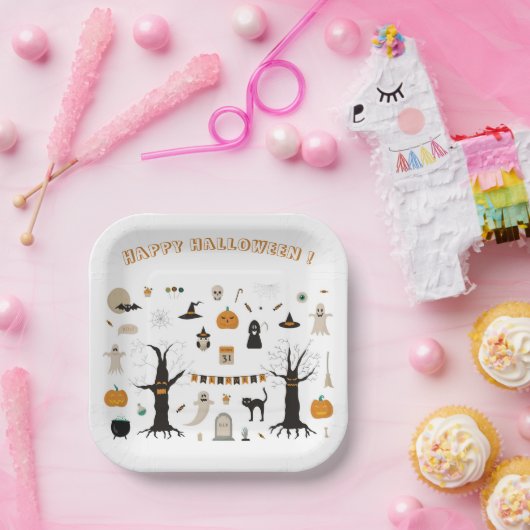 Halloween Niedlich Spooky Ghost Hexenkürbis Pappteller (Party)
