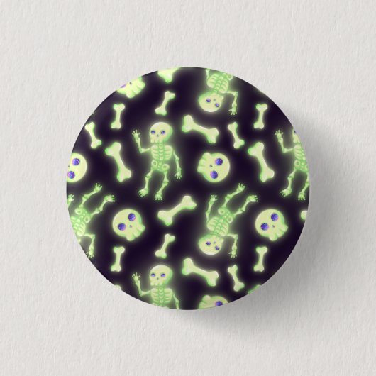 Halloween Niedlich Spooky Glowing Skelettknochen S Button (Vorderseite)