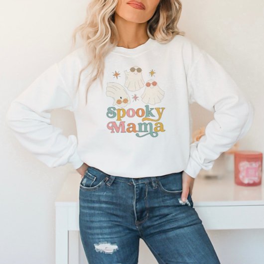 Halloween Niedlich Spooky Mama Retro Schriftart Sweatshirt