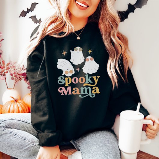 Halloween Niedlich Spooky Mama Retro Schriftart Sweatshirt